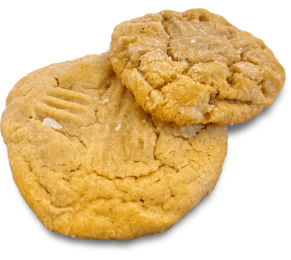 Two Peanut Butter Cookies stacked on top of each other.
